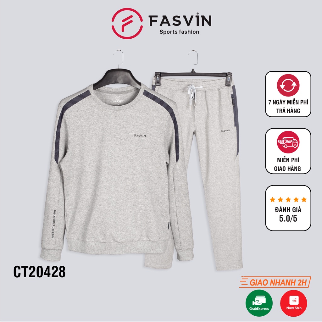 Bộ quần áo thể thao nam Fasvin CT20428.HN chất vải nỉ cotton dày dặn cao cấp.