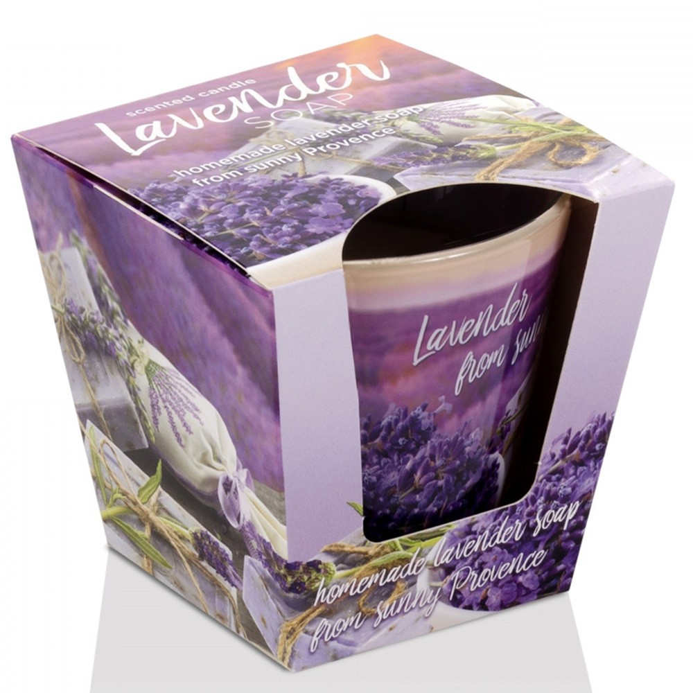 Ly nến thơm cao cấp Bartek Lavender Fields&Soap 115g QT04965-cánh đồng oải hương, thư giãn, khử mùi(giao mẫu ngẫu nhiên)