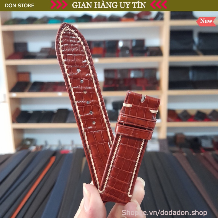 Dây Đồng Hồ Cá Sấu Khâu Móc Bằng Tay Chỉ Nổi Cao Cấp (HÀNG VIP) BH 24 THÁNG