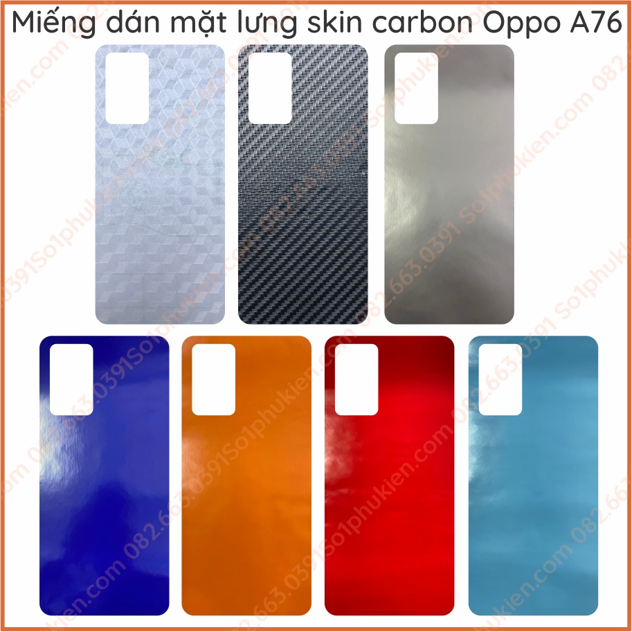 Miếng dán mặt lưng skin carbon Oppo A76 / A96