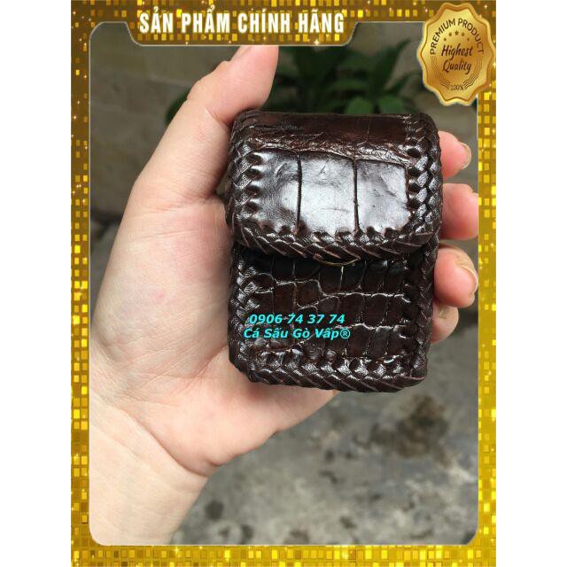 Thẻ BH 12 Tháng -  Túi Đựng Quẹt Zippo Da Cá Sấu Đan Viền Cá Sấu BinBon . Hàng Cao Cấp, xịn, Rẻ, Đẹp