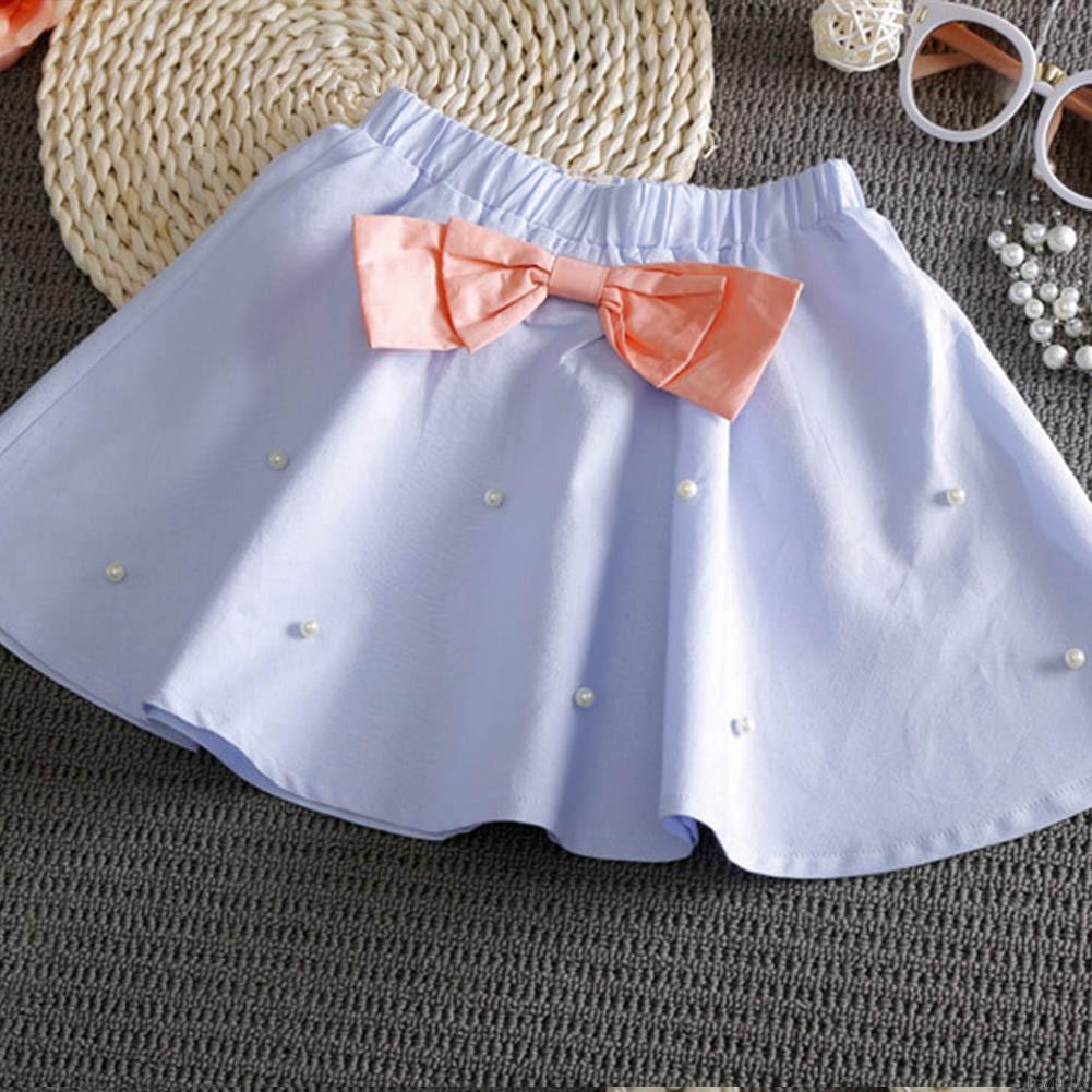 Bộ áo sát nách + Chân váy xòe trang trí phong cách Hàn Quốc cho bé gái