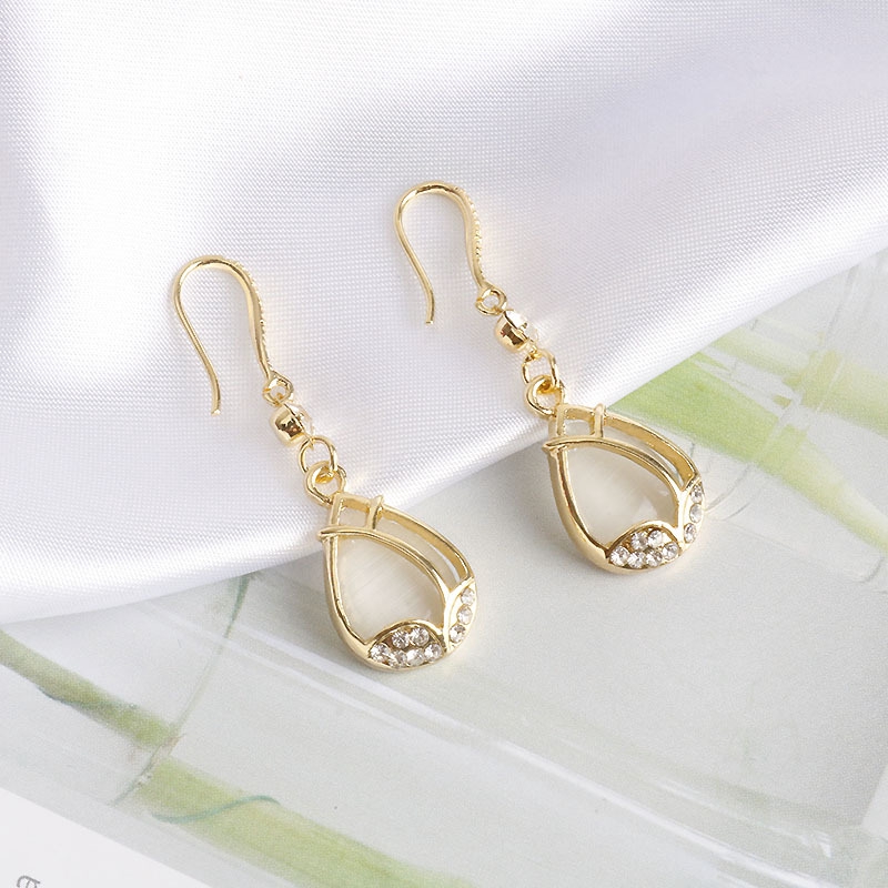 Khuyên tai dáng dài đính đá hình hoa tulip dễ thương thời trang