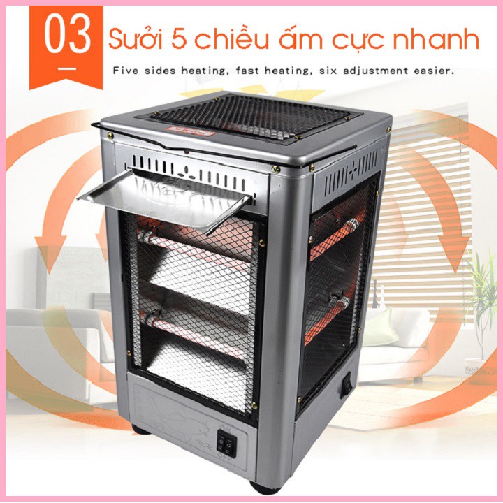 RE0353 Máy sưởi 5 chiều có thể nướng đồ - Đèn sưởi - Quạt sưởi - Máy sưởi điện - Lò sưởi cao cấp