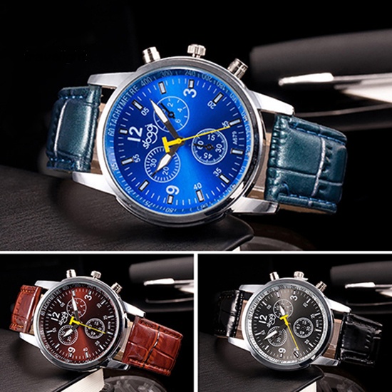 Đồng Hồ Nam Mặt Tròn, Dây Giả Da