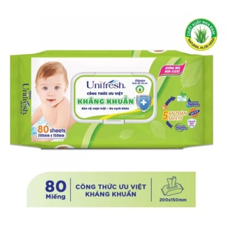 Khăn Ướt Unifresh Không Mùi Vitamin E 80 Miếng