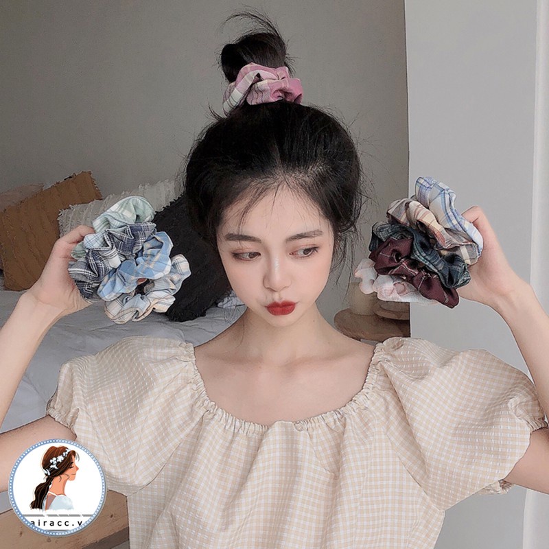 Dây Buộc Tóc Vải Satin Phong Cách Hàn Quốc Thời Trang, Dây Buộc Tóc Scrunchies Cứng