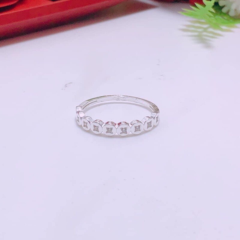 NHẪN KIM TIỀN TÀI LỘC - NHẪN NỮ BẠC TA MẶT ĐỒNG XU NHỎ