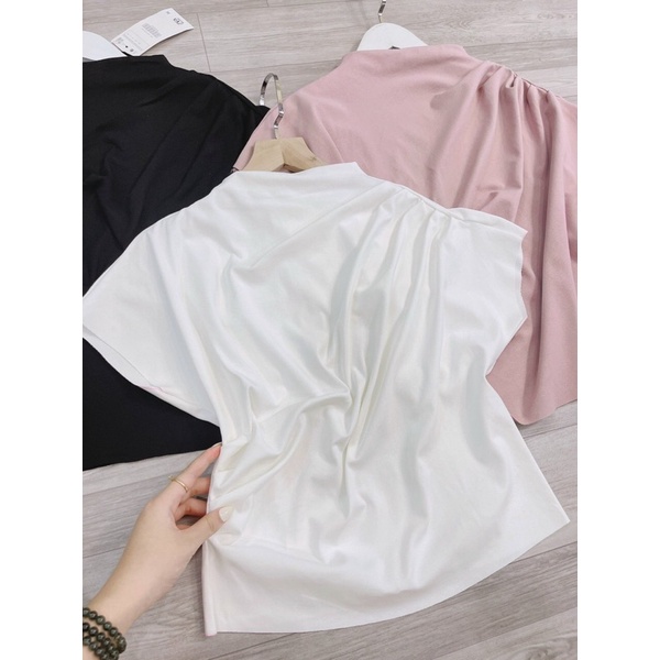 Áo cổ cao xếp ly tay ngắn áo hến tay ngắn mặc trong khoác vest