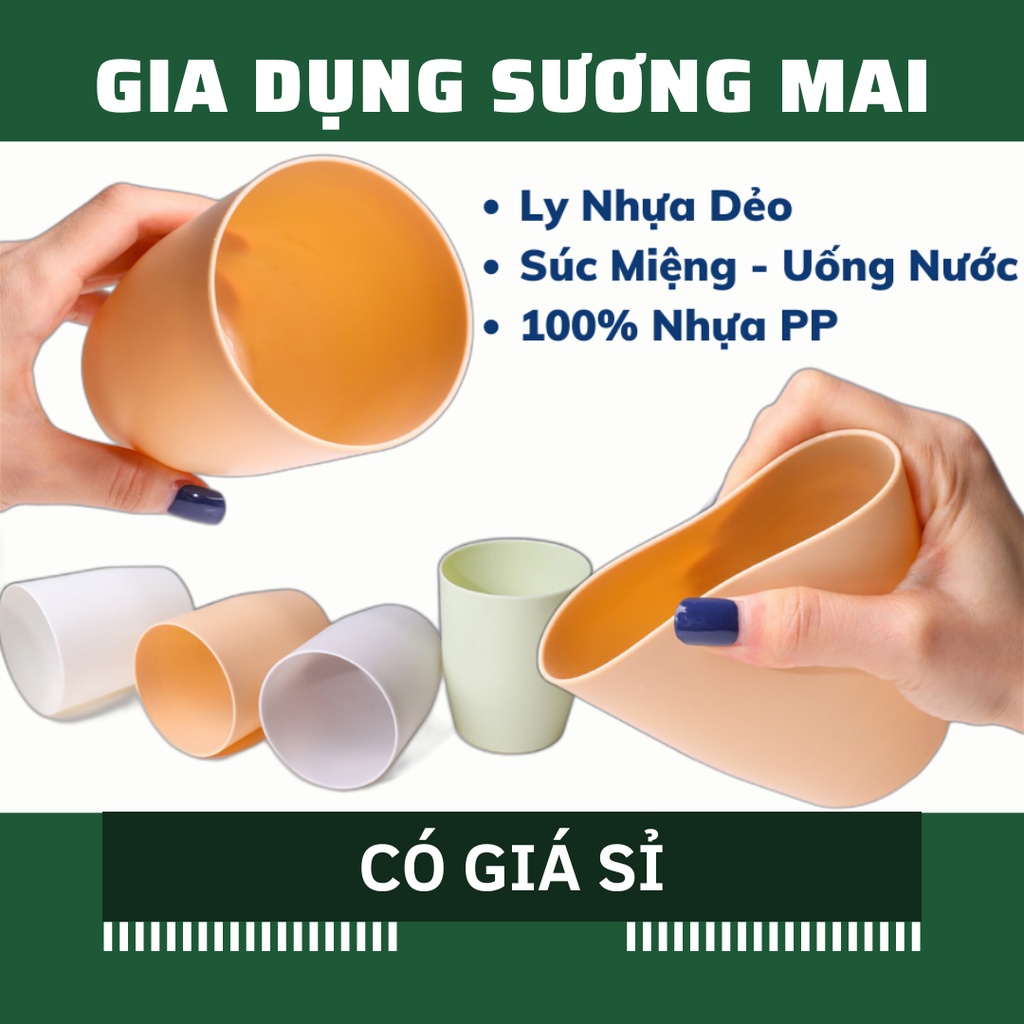 Ly Nhựa Dẻo Uống Nước, Cốc đánh răng, cốc súc miệng bằng nhựa PP cao cấp, 300ml