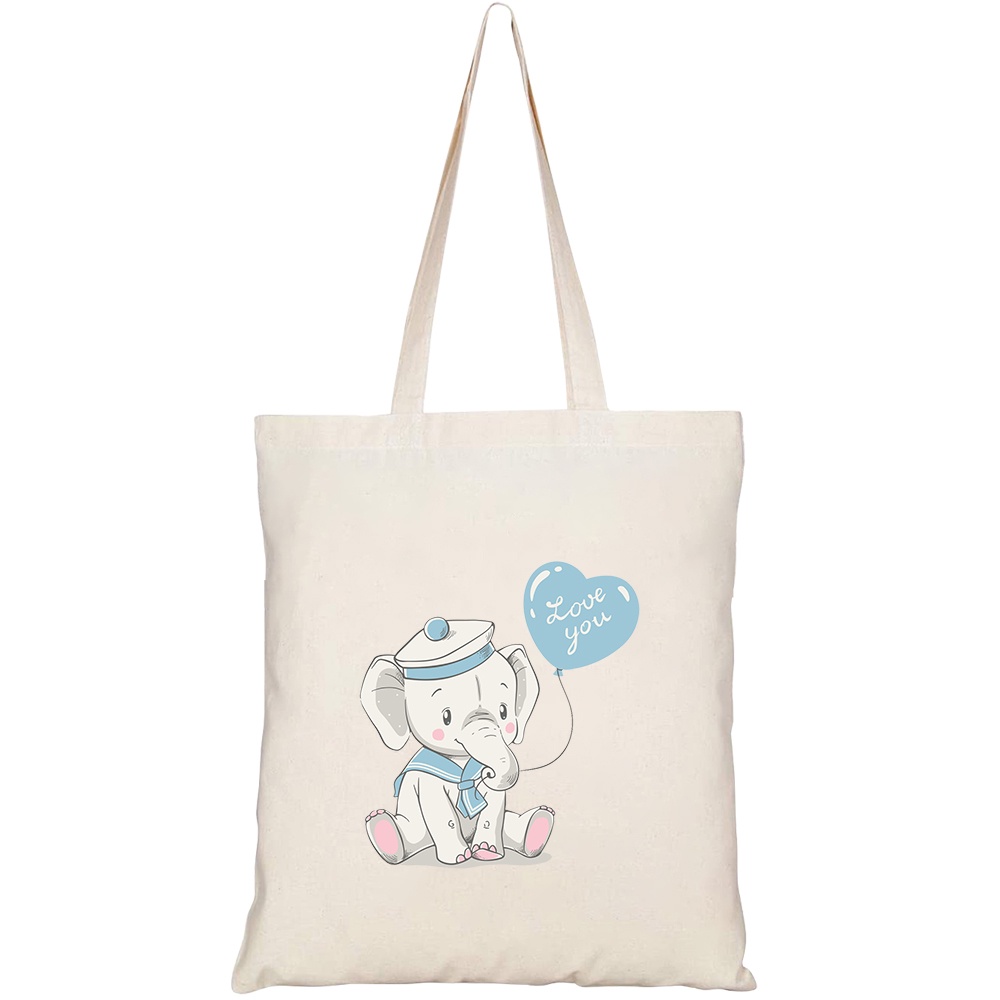 Túi vải tote canvas HTFashion in hình Voi con cute HT262