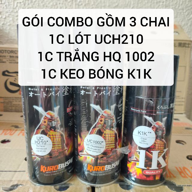 [ COMBO 3 CHAI ] SƠN XỊT SAMURAI MÀU TRẮNG HUỲNH QUANG UCH210 - UC1002 - K1K