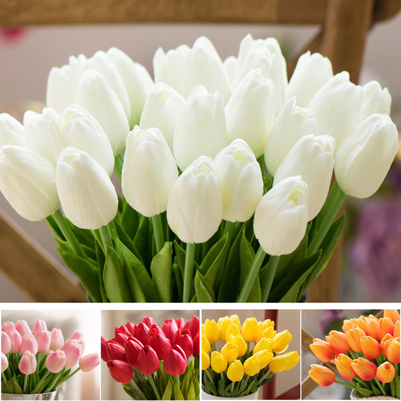 Set 10 hoa tulip giả trang trí nội thất