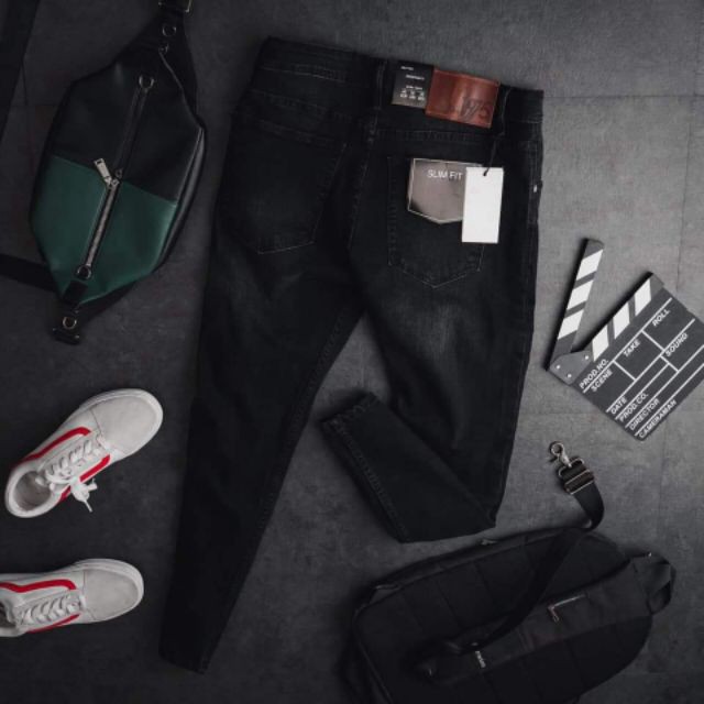 Quần Jeans nam ⚡ 𝗛𝗮̀𝗻𝗴 𝗰𝗮𝗼 𝗰𝗮̂́𝗽 ⚡ Quần bò đen xuất dư xịn mẫu mới nhất 2021