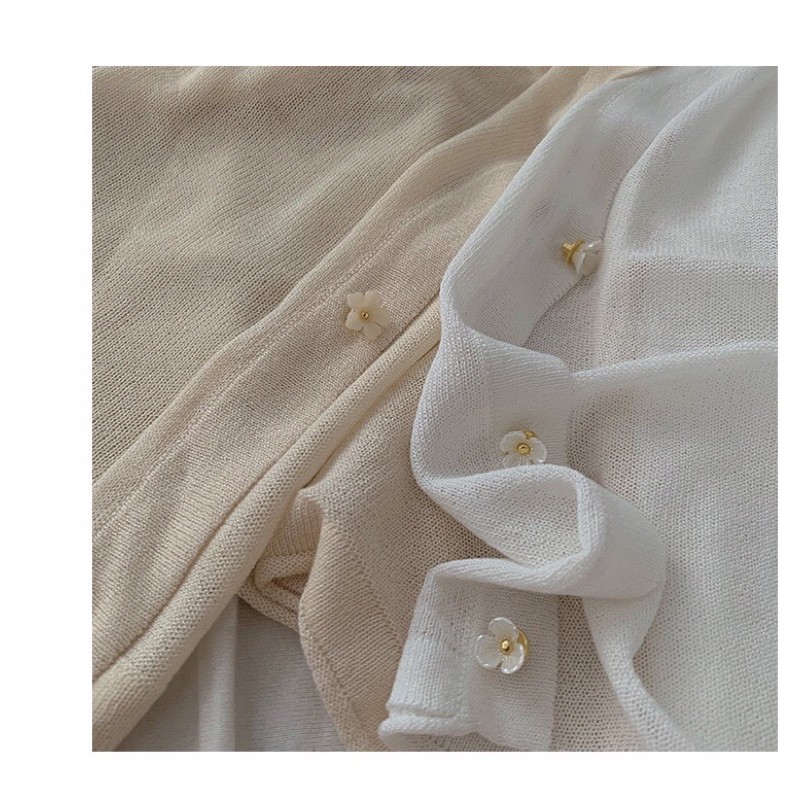 (Sẵn hàng Quảng Châu đẹp) Áo khoác len cadigan mỏng nút hoa | BigBuy360 - bigbuy360.vn