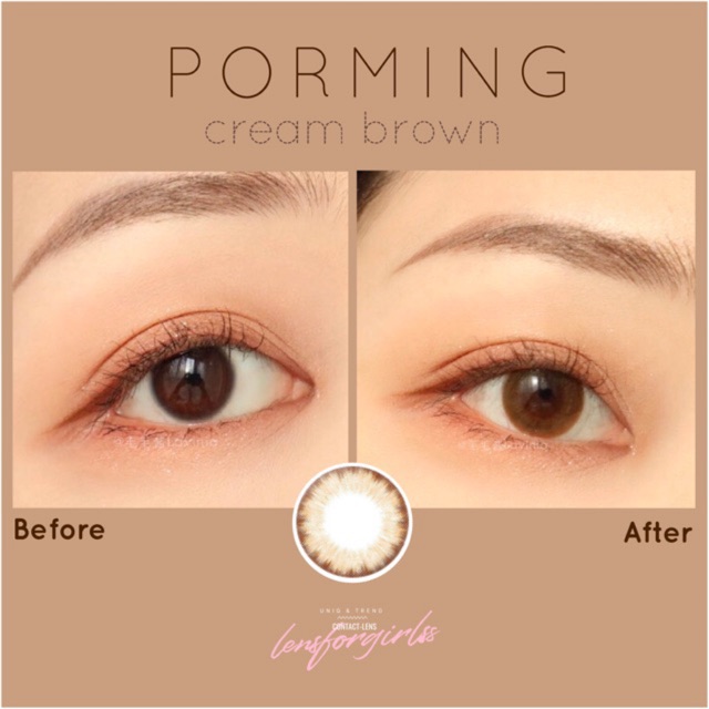 Kính áp tròng nâu kem Porming Cream Brown chính hãng Olens | Hạn sử dụng 3-6 tháng