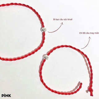 Lắc tay chỉ đỏ bi bạc pink jewelry