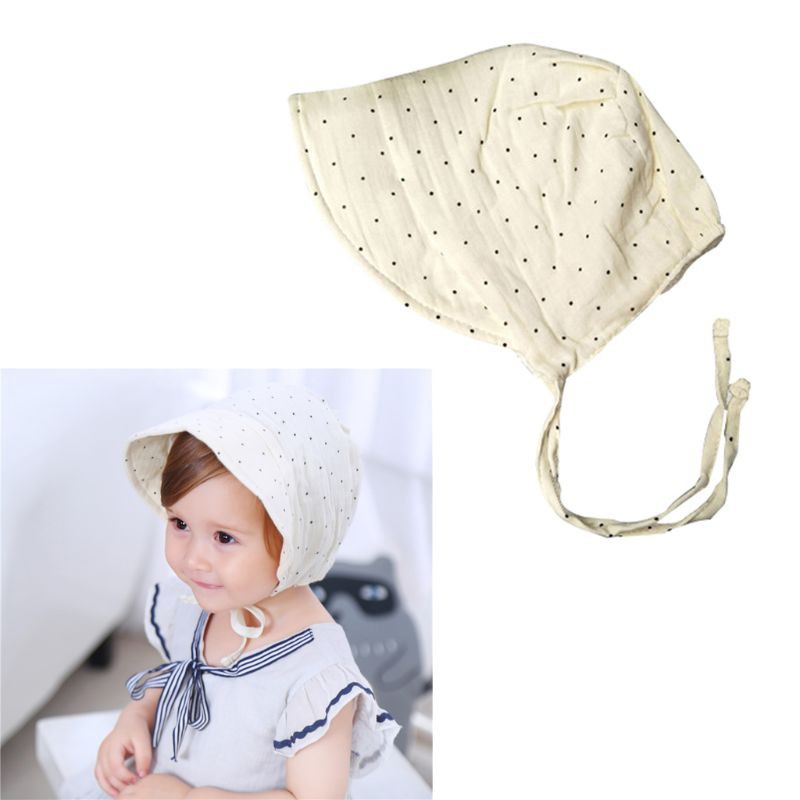 Mũ Trùm Đầu Vải Cotton Hoạ Tiết Chấm Bi Phong Cách Vintage Thời Trang Cho Bé