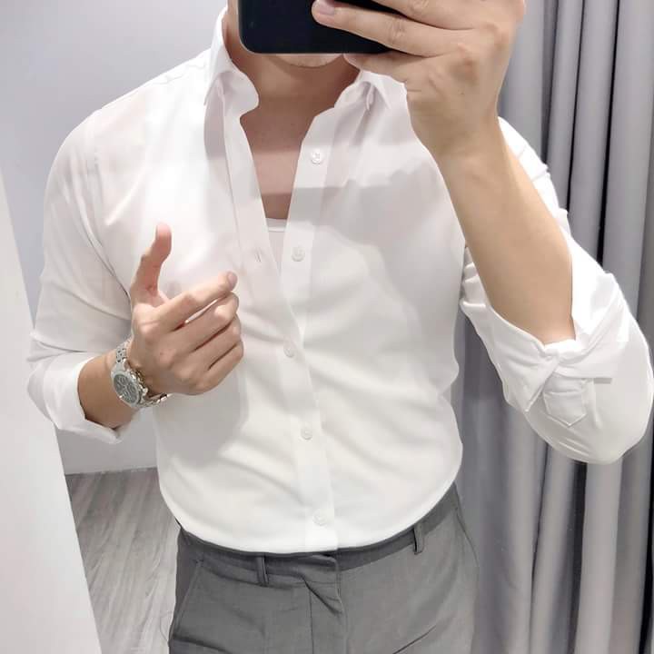 Áo sơ mi Cổ Bẻ nam dài tay không nhăn.áo sơ mi nam công sở chuẩn thoải mái