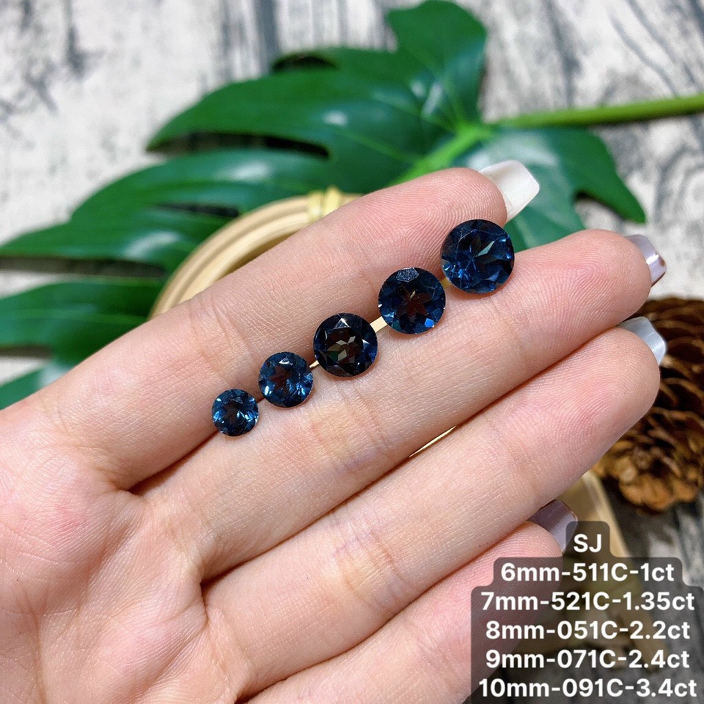 Mặt Đá Topaz London Xanh Tròn Đủ Size Nhỏ