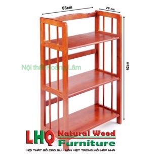 [Mã LIFEBKA5 giảm 10% tối đa 1 Triệu đơn 500k] Kệ sách 65cm, 3 tầng gỗ cao su tự nhiên ( HOẢ TỐC 1 GIỜ)