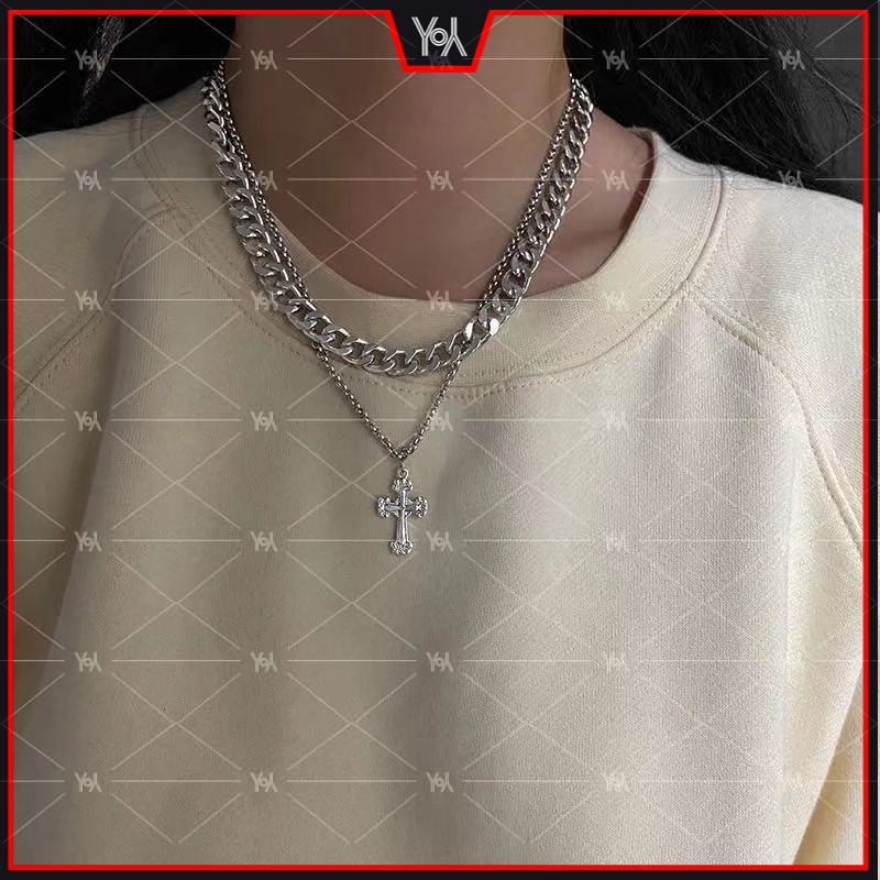 Vòng cổ hợp kim mặt thánh giá cá tính thời trang cho nam và nữ unisex