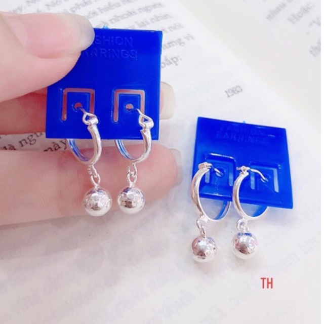 bông tai trẻ em, quả tròn chuẩn bạc