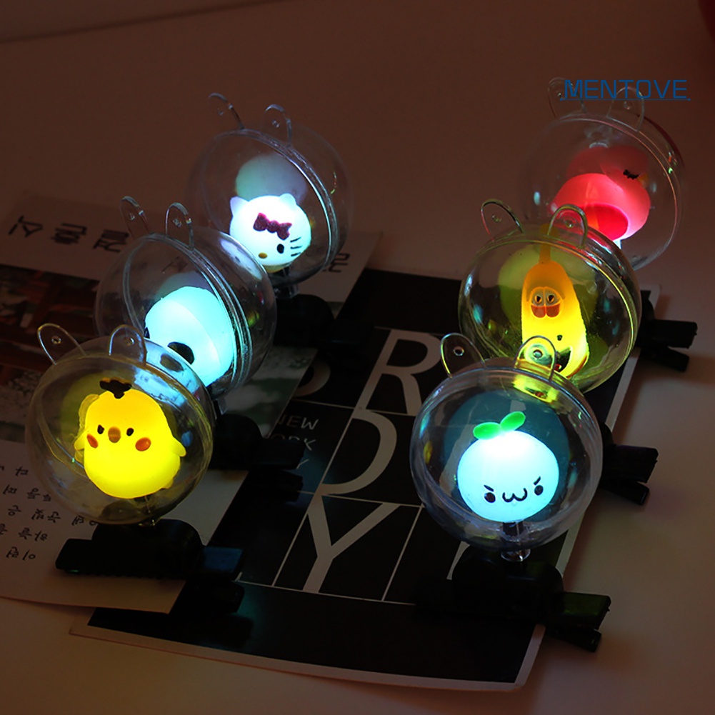 Kẹp Tóc Búp Bê Hoạt Hình Có Đèn LED Trong Suốt