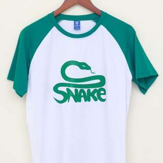 W_1 | Áo phông raglan COTTON 100% tay màu xanh lá cây in hình RẮN - Daladno