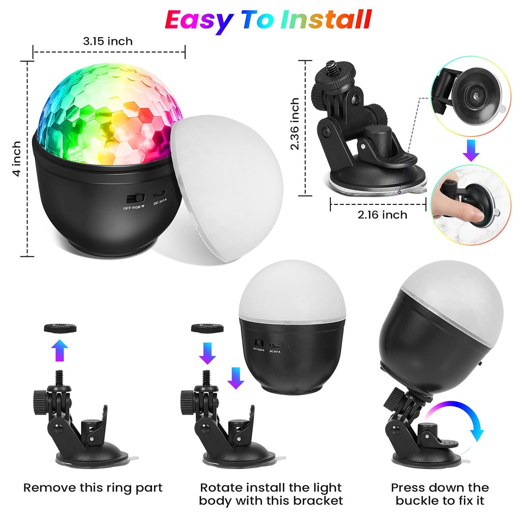 Đèn led Laser hình cầu cảm ứng âm thanh có nắp kết hợp làm đèn ngủ, nháy theo nhạc nhiều màu, chức năng sạc điện nhanh,