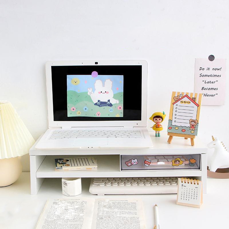 Kệ máy tính Laptop kệ kê màn hình để bàn 2 tầng gỗ MDF CAO CẤP minh cải thiện tư thế ngồi 50x18x13CM