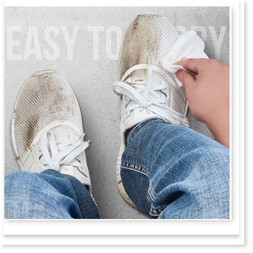 Khăn lau giày siêu sạch XẢ TỒN Gói 12 miếng khăn lau giày Sneaker tích hợp dung dịch làm sạch 9401