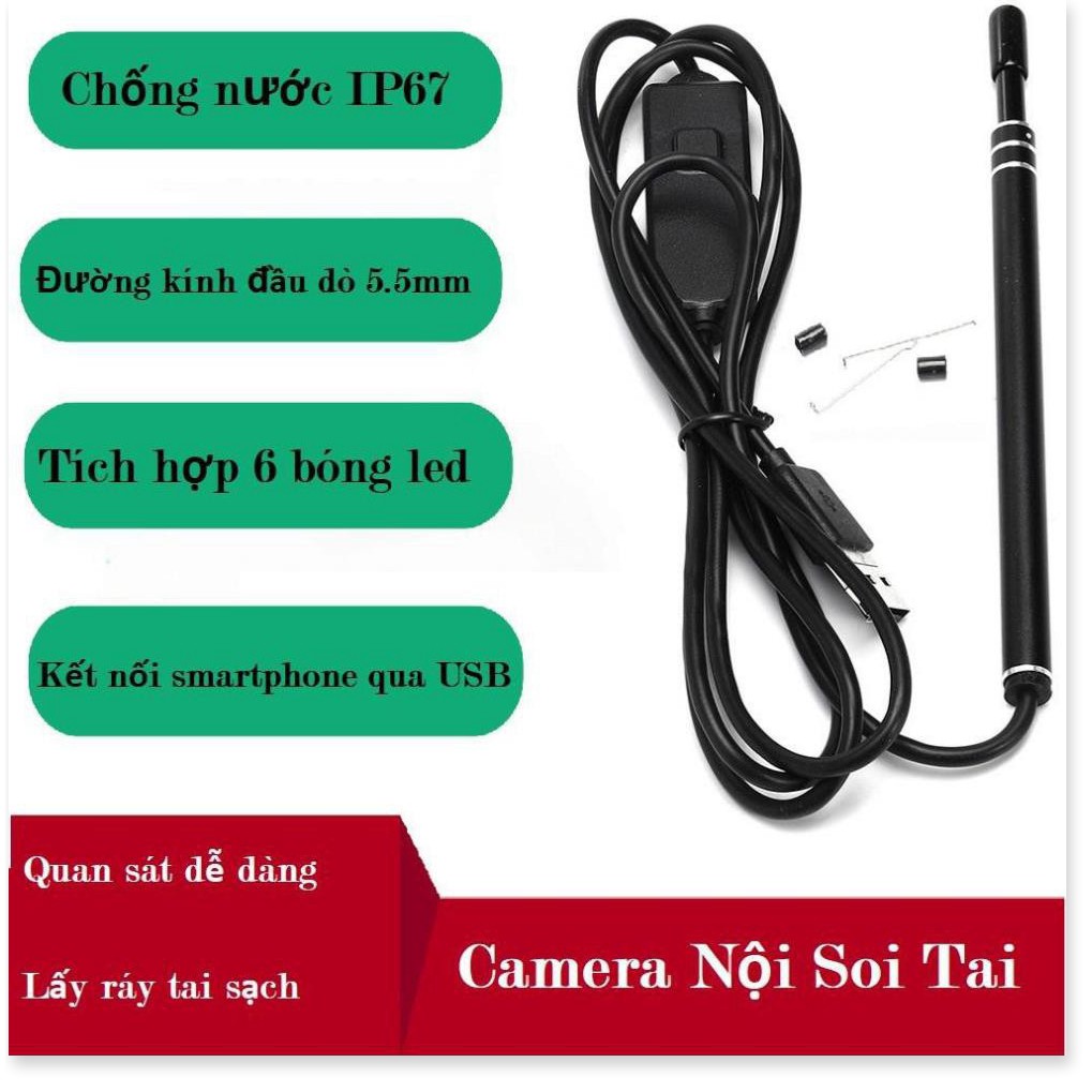 Camera Nội Soi Mini ✔️Chính Hãng✔️ 3 trong 1 có đèn LED, Nội Soi Tai Mũi Họng, Có Kết Nối Với Điện Thoại, Máy Tính