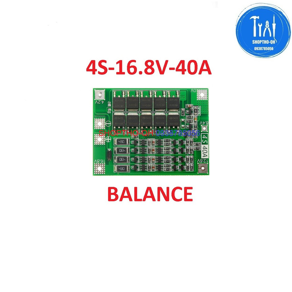 Mạch 4S-40A-16.8V,sạc cân bằng và bảo vệ pin lithium18650.