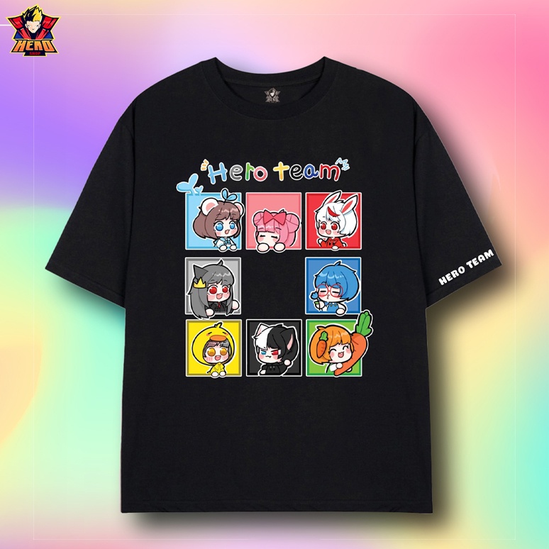 Áo Hero Team V4 màu đen hàng chính hãng, chất liệu cotton, thời trang unisex dành cho mọi lứa tuổi