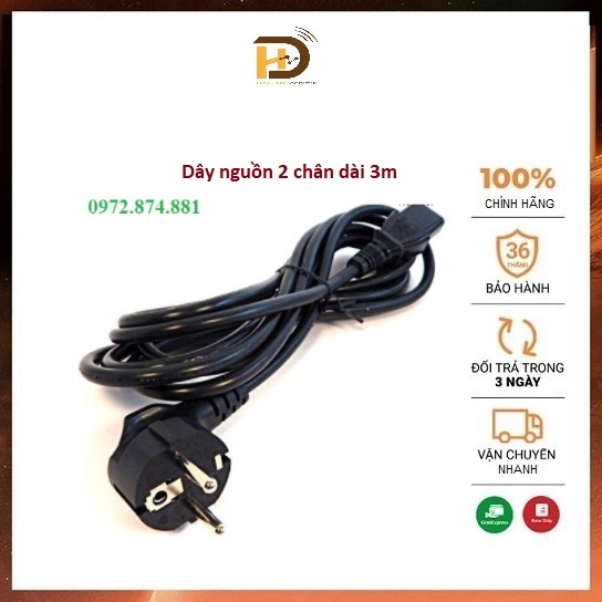 Dây nguồn máy tính 2 chân,lõi đồng dài 3m tiết diện lõi 1mm 10A 250V-500V
