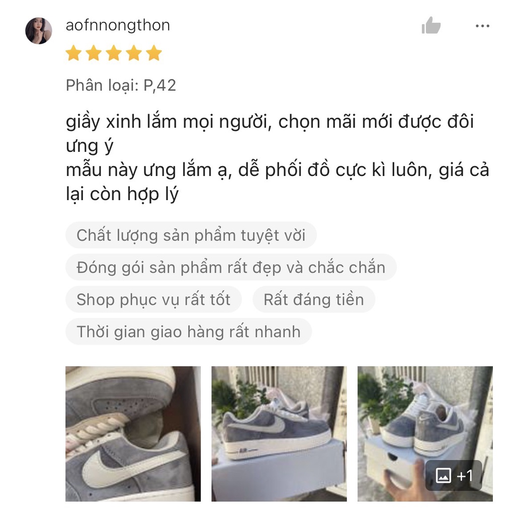 Giày thể thao  AF1 bản da lộn hot 2022 dành cho nam nữ, Giày sneaker AF1 xám chuột-xám lông chuột chuẩn S.Cấp  full pk