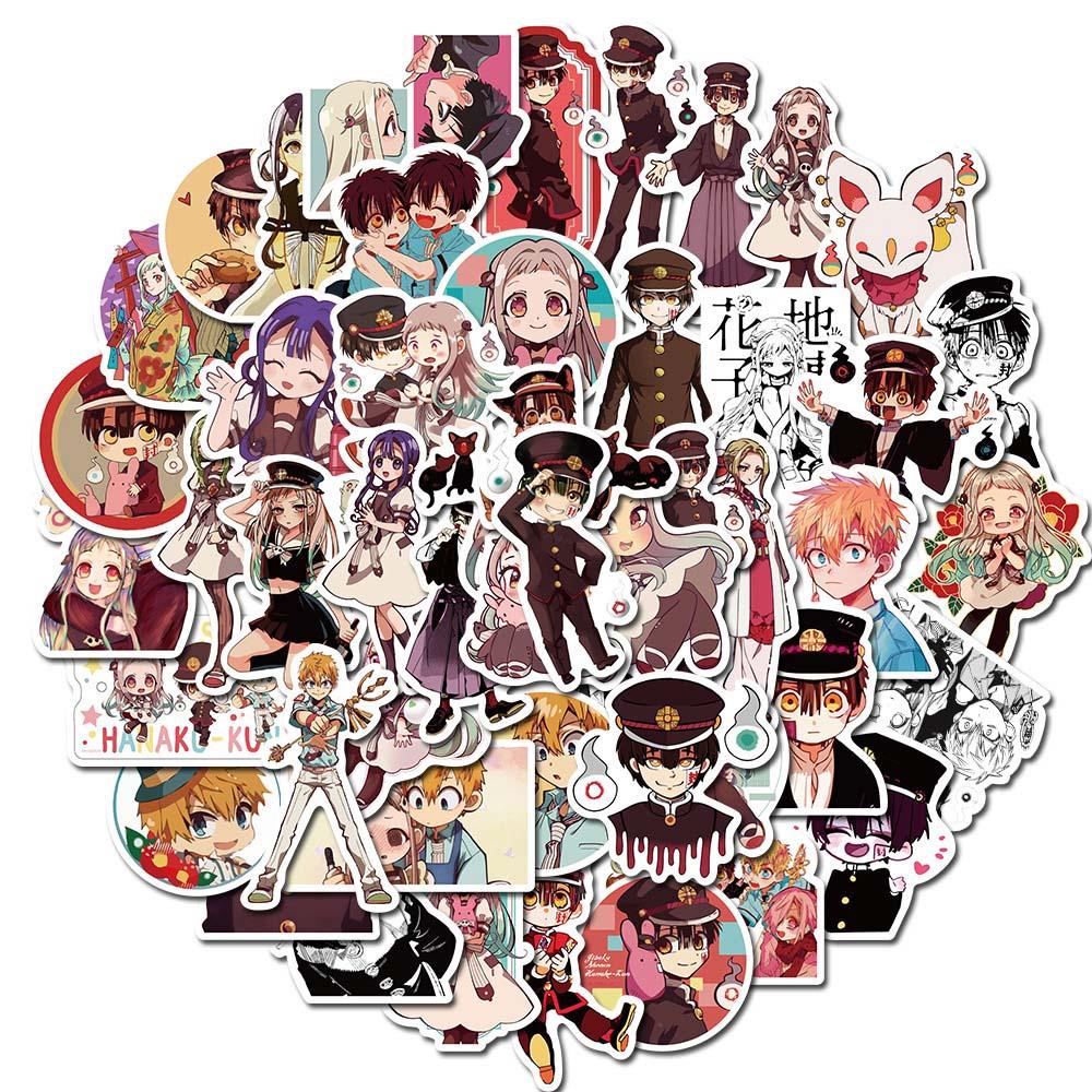 Set 50 Miếng Dán Anime Hanako kun Trang Trí Vali Laptop Vali