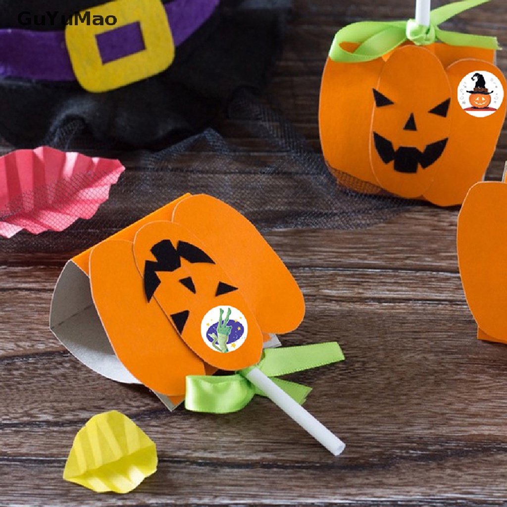 Bộ 500 Nhãn Dán Trang Trí Hình Bí Ngô Halloween 1 / 1.5 Inch