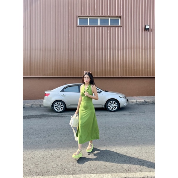 Beachclub-đầm thun cổ đổ Lina