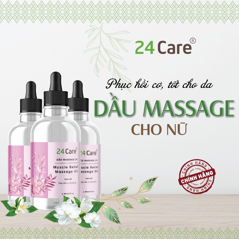 Combo 2 chai dầu massage 24Care phục hồi cơ tốt cho da - NỮ (30ML/chai)