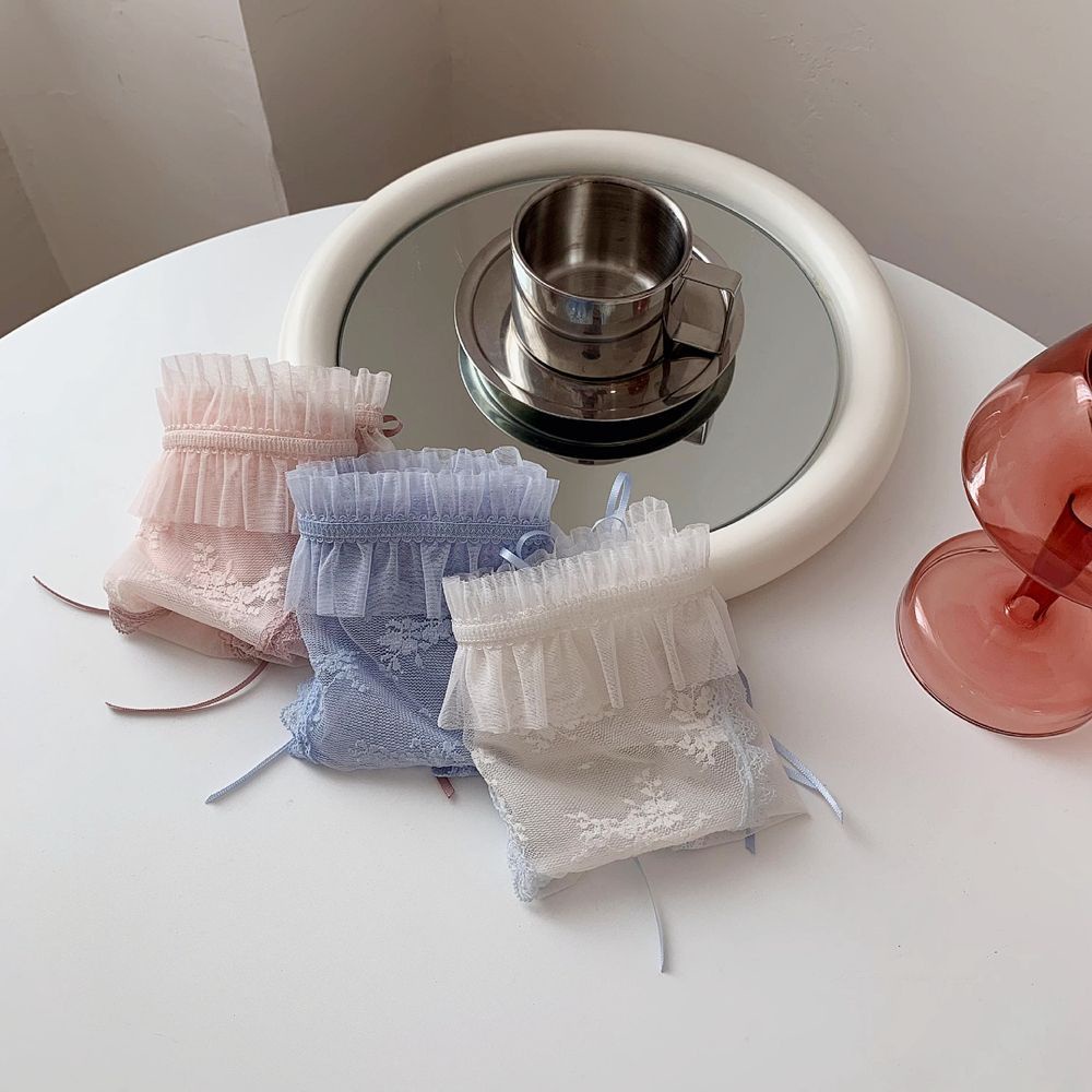 Quần lót cotton phối ren thêu họa tiết nơ phong cách Lolita Hàn Quốc quyến rũ cho nữ