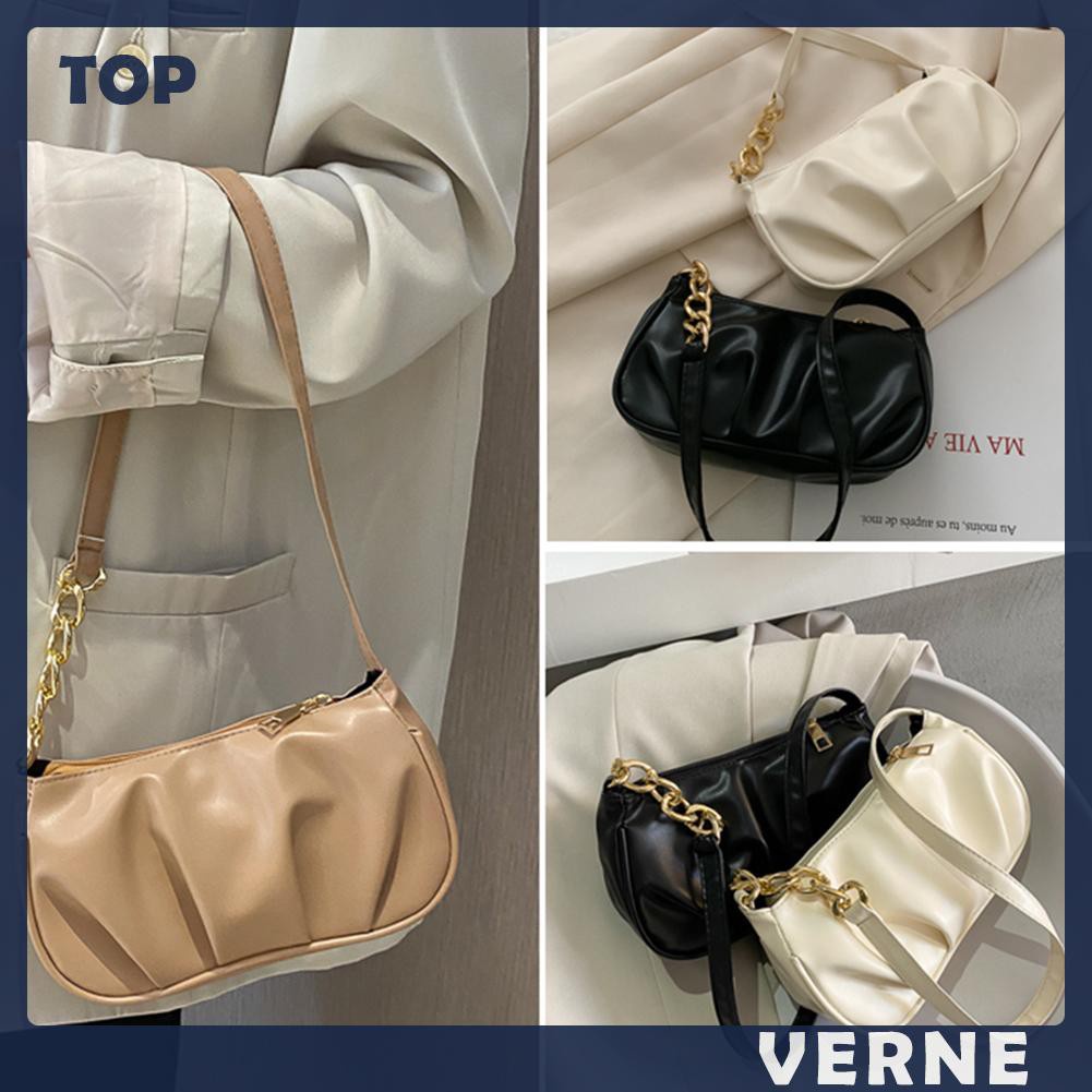 Túi Đeo Vai / Kẹp Nách / Túi Xách / Túi Xách Bằng Da Pu Xếp Ly Phối Dây Xích Thời Trang Cho Nữ