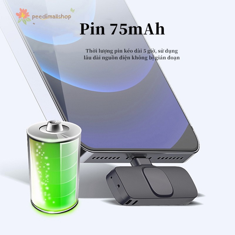 Micro Không Dây Micro mini Micro Thu Âm Micro Thu Âm Không Dây Cho Điện Thoại Bán tải 360 ° pin 75mAh Kết nối 20 mét