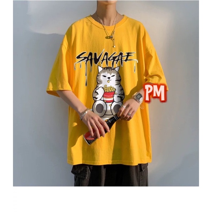 Áo phông mèo ăn bỏng ngô PM11