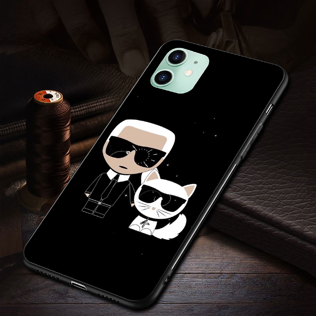 Ốp Điện Thoại Silicon Mềm Viền Đen Hình karl lagerfeld Cho iphone 6 6s 7 8 + xr x xs 11 pro max