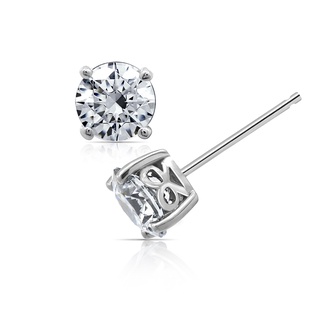 [Gemour]Hoa tai nụ The Classic bạc Ý silver  925 cao cấp mạ Platinum đá Cubic Zirconia trắng 4 carat