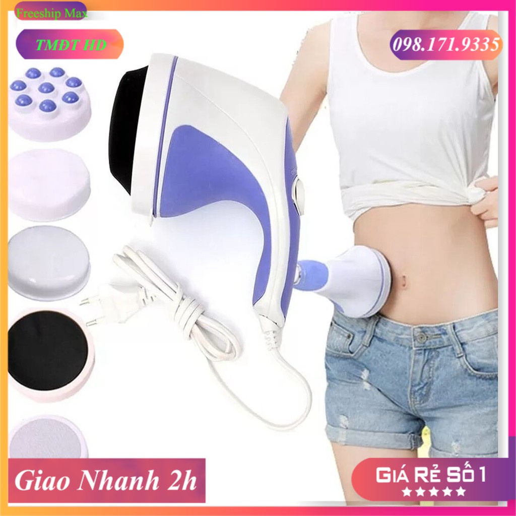 Máy Massage Cầm Tay Relax & Spin Tone 🍒 Máy Đánh Tan Mỡ Bụng - Free Ship 🍒 Tặng 5 đầu massage