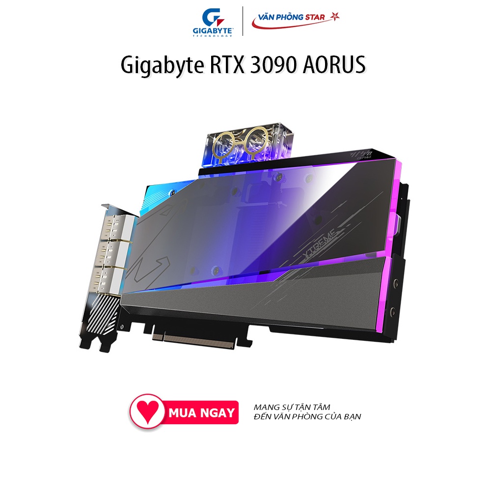 Card màn hình Gigabyte RTX 3090 AORUS XTREME WATERFORCE WB 24Gb Số nhân Cuda 10496 Xung nhịp tối đa 1785 Mhz