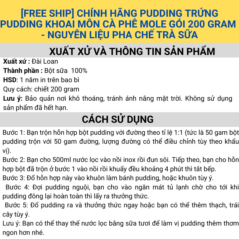 Thạch pudding Trứng pudding khoai môn cà phê Douxian Đài Loan Chính hãng gói chiết  làm topping trà sữa
